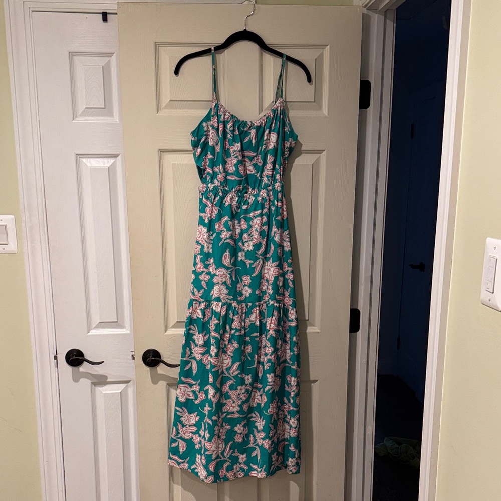 Z Supply Green and Pink Floral Maxi Dress